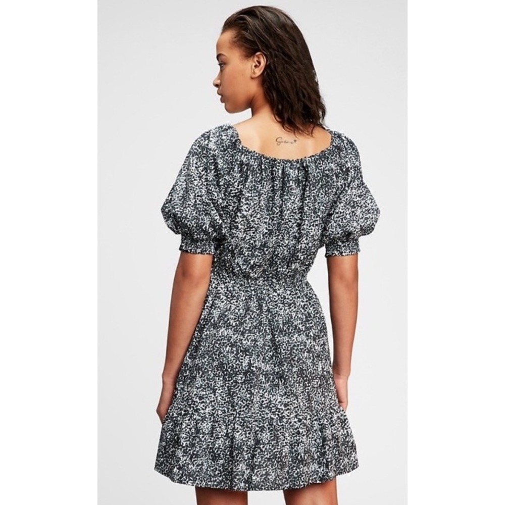Womens Gap Casual Poplin Smocked Short Puff Sleeve Mini Dress Size XS